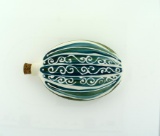 Small Striped Pottery Flask w/ Cork, Signed 2005