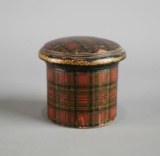 Antique Hand Made Treen Scotch Plaid Lidded Tobacco Box