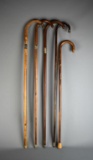 Lot of Five Antique Canes / Walking Sticks with Silver Parts