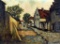 C. Davour (XX C.) Village Street, Oil on Canvas, Signed Lower Right