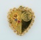 14K Yellow Gold “Happy Birthday” Heart Pendant w/ Sapphire and Ruby, 1.25” L