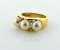 14K Yellow Gold, Pearl and Diamond Ring, Size 7