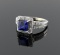 Princess Cut Blue Sapphire (2 Carats) and Diamond 10K White Gold Ring, Size 9