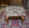 Charming Floral Upholstered Footstool, Oak Legs