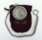 Antique Waltham Pocket Watch, Silveroid Case, Sterling Silver Chain
