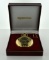 Contemporary Majestron Majesti 17 Jewels Gold Plated Hunter Case Skeleton Pocket Watch w/ Chain