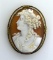 Antique 19th C. Cameo Set in 14K Yellow Gold Frame, 2” L
