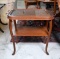 Antique Inlaid Mahogany Tray Tea Table with Lower Shelf
