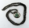 Vintage Native American Sterling Silver Bead & Turquoise Necklace with Pendant