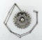 Ecuadoran 900 Silver Wheel Pendant / Pin on 24” Silver Rod Link Necklace