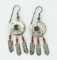 Vintage Native American Sterling Silver & Red Coral Dangle Earrings