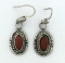 Vintage Native American Sterling Silver & Carnelian Earrings