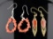 Two Pairs of Vintage Native American Red Coral Earrings