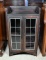Handsome Small Vintage Bookshelf with Leaded Glass Doors