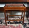Small Mahogany Accent Table with Brass Grille Insert