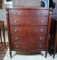 Vintage Sheraton Style Bowfront Five-Drawer Chest with Fluted Columns