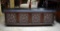 Lane Italianate Style Walnut Cedar-Lined Hope Chest with Black Padded Lid Seat, Caster Feet
