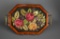 Small Octagon Shaped Cross Stitched Tray w/ Brass Handles
