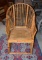 Vintage Bamboo Club Chair with Caned Seat & Upholstered Cushion
