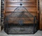 Contemporary Black Metal Fire Screen with Bird Finial, Tree Medallion