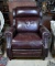 Contemporary Dark Brown Bonded Leather Recliner with Nailhead Trim