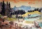 Helmuth Macke (German, 1891-1936) Cows, Mountains, Drawing-Watercolor, Signed