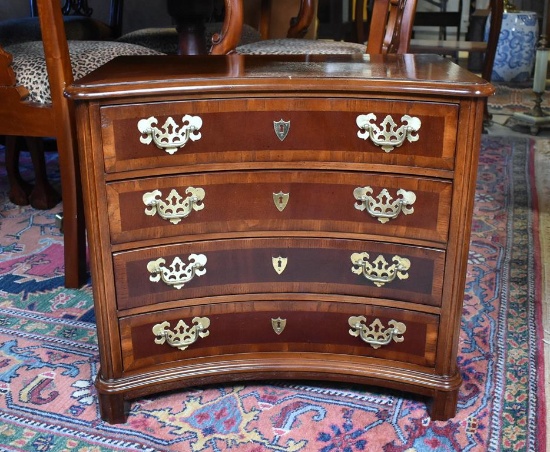 Fine Vintage Banded & Bookmatched Mahogany Diminutive Chest, 4 Drawers
