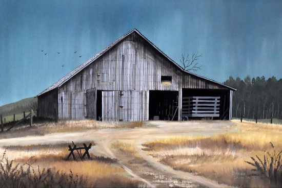 Barney Slice (So. Car., XX-XXI C.) “John Anderson Metcalf Barn, Newport, TN” Acrylic, Signed