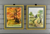 L. Prouty (XX-XXI C.) Spring, Autumn, Two Gouache Watercolors, Signed Lower Right