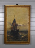 Palmer (19th C.) Sailboat, Oil on Canvas, Signed Lower Right