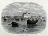 “Charleston, SC in 1780”, Tinted Etching, Walnut Frame