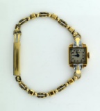 Vintage BenRus 14K Yellow Gold & Diamond Ladies Watch