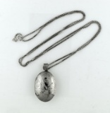 1.25” Sterling Silver Locket Pendant on 30” Sterling Chain Necklace