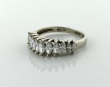 14K White Gold and Marquis Cut Cubic Zirconia Ring, Size 8