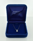 14K White Gold and 0.4 Carat Diamond Pear Cut Solitaire Necklace