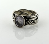 Pandora Sterling Silver and Light Purple Stone Ring, Size 9.75