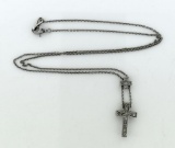 14K White Gold 18” Necklace with 0.25 Carat Diamond Cross Pendant