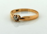 Vintage 14K Rose Gold and Diamond Ring, Size 7.25
