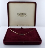 Skatell's 14K Yellow Gold, Blue Topaz and Diamond 16” Necklace