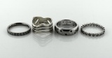 Lot of Four Rings: 3--Sterling Silver & 1—Titanium