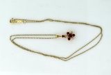 Ruby and Diamond 14K Yellow Gold Pendant on 10K 18