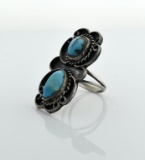 Vintage Native American Sterling Silver & Turquoise Ring, Size 7.25