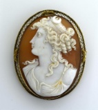 Antique 19th C. Cameo Set in 14K Yellow Gold Frame, 2” L