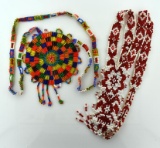 Lot of Two Beautiful Vintage Native American Hand-Beaded Pendant Necklaces