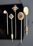 Lot of Five Vintage Stick Pins