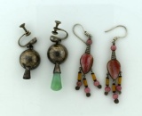 Two Pairs of Vintage Native American Sterling Silver Earrings
