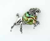 Silver and Abalone Poodle Pin