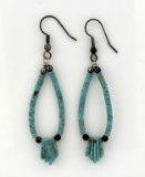 Vintage Native American Sterling Silver & Turquoise Bead Earrings