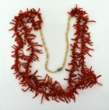 Vintage Native American Red Coral Heishi 30” Necklace
