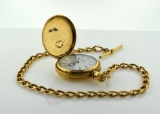 Antique Elgin Hunter Case Gold Filled Pocket Watch and Chain